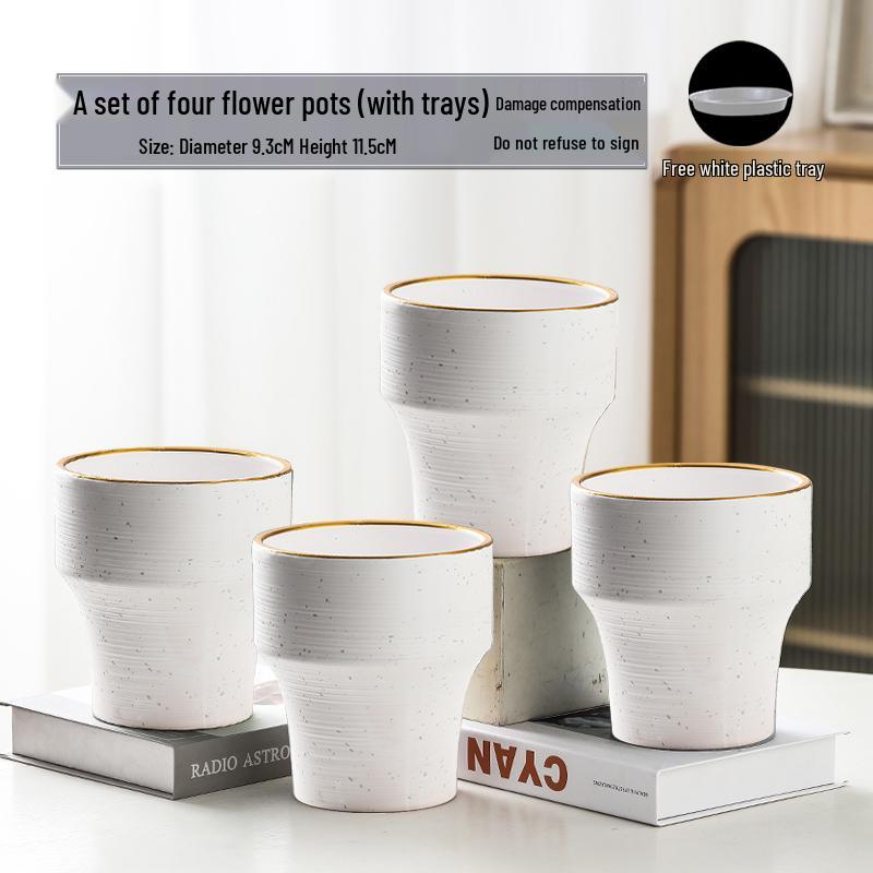 Nordic High-Leg Ceramic Orchid Pot: Durable, Artistic for Home or Balcony Use
