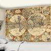 Tapiz de mapa del mundo para colgar en la pared, con acuarela, letras, mantel de poliéster, toalla de playa, decoración de habitación bohemia hippie