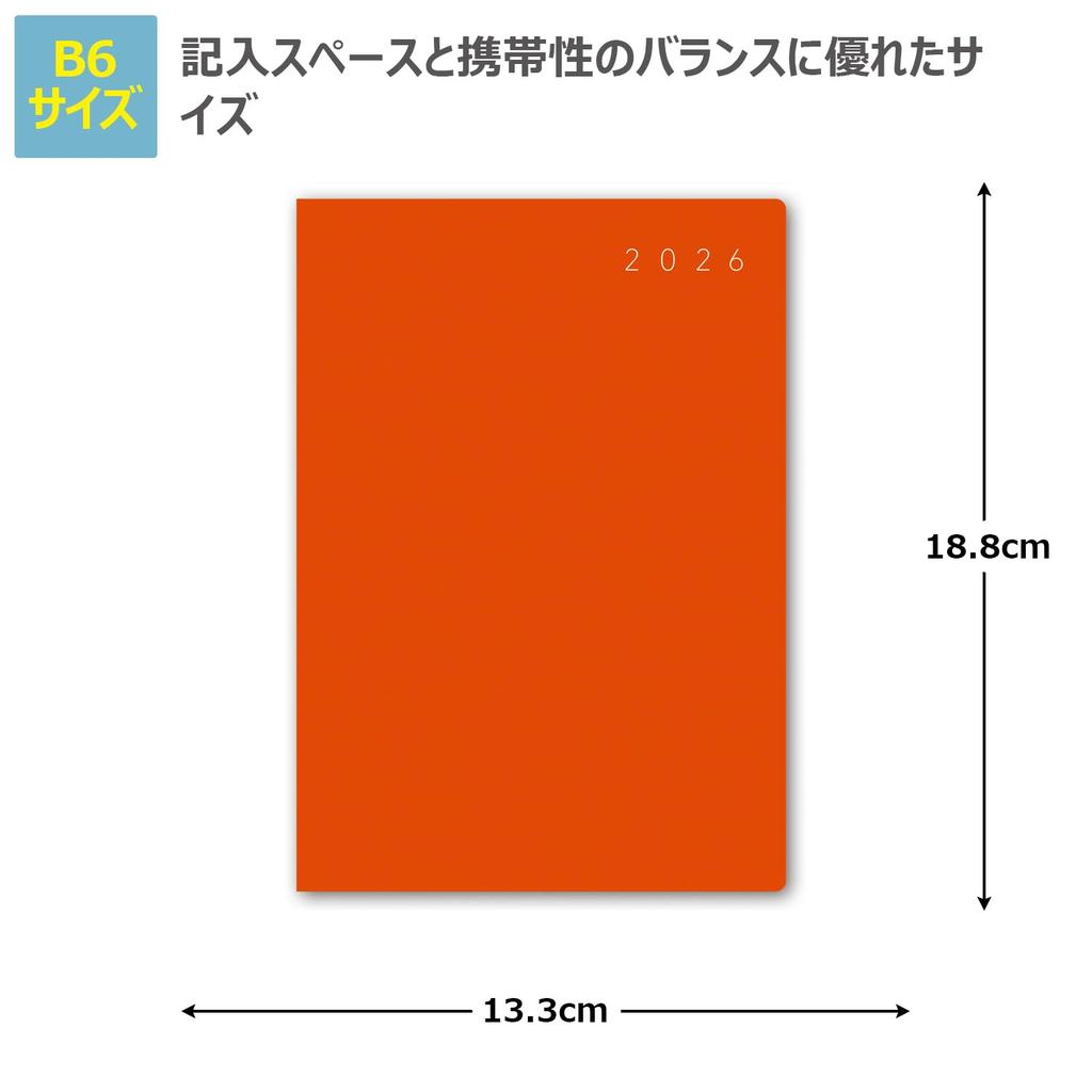 NOLTY 2026 Ecrit 2264 December Planner, B6, Weekly, 1, Orange, (Starts 2025)
