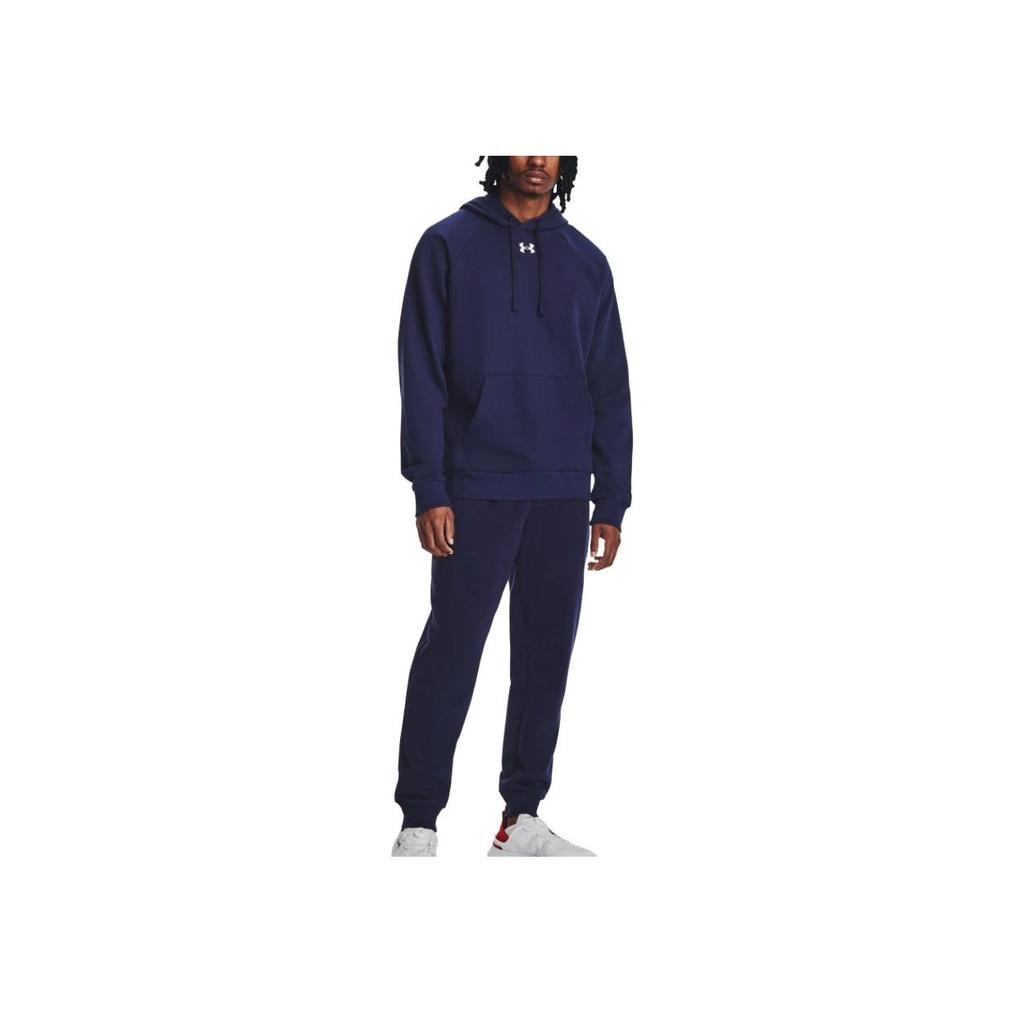 Under Armour Rival Fleece Hoodie With Brand Logo Print Men Hoodies Navy-Blue 1379757-410