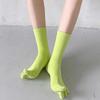 5 Pairs of Female Sweat Absorbing Sports High Waist Candy Color Cylinder Five Finger Socks