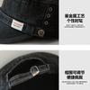Korean Ins Retro Washed Denim Flat Top Cap Women'S Japanese Old Tooling Advanced Sense Equestrian Hat Military Hat