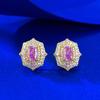 S925 Sterling Silver High Carbon Diamond Ice Flower Cut Stud Earrings In Dreamy Purple Taro