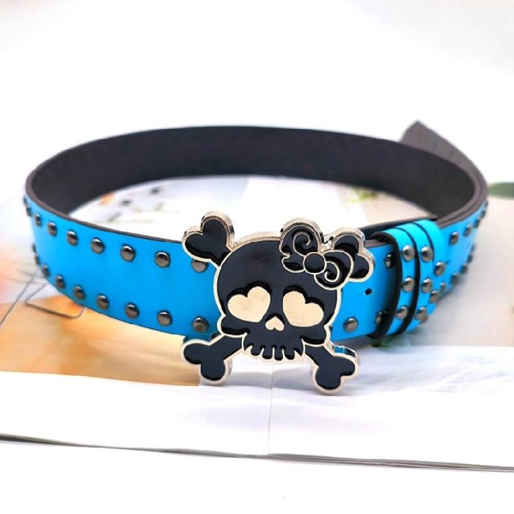 Pin Buckle PU Leather Belt Woman Casual Waist Decors Skull Belt 2000s Waiststrap