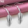 925 Sterling Silver Feather Dangling Piercing Earrings Fashion Wedding Jewelry