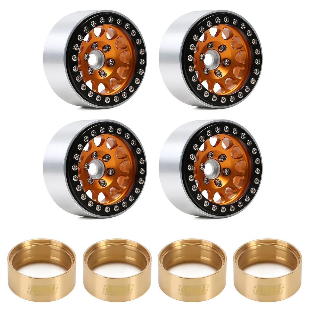Injora 4Pcs Cnc Aluminum Alloy 1.9 Beadlock Wheel Rim For 1/10 Rc Crawler Car Axial Scx10 90046 Axi03007 Trx4 Vs4-10 Redcat Gen8