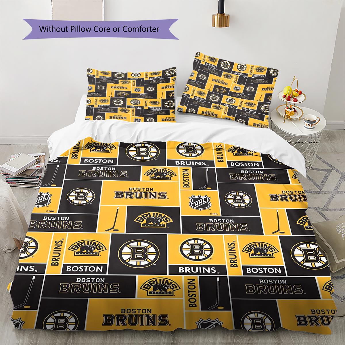 

Boston Bruins Pattern Bedding Quilt Set Quilt Cover Pillowcase Home Decoration Gift (1 * duvet cover + 2 * pillowcase, without core) 135x200cm