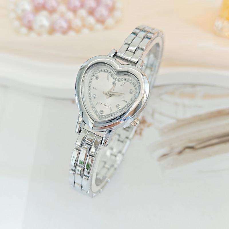 Dames Hartvormige Strass Horlogeband Armband Polshorloge