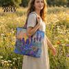 Bolso Tote Acolchado para Mujer con Estampado Retro Tela Vintage Ligero Gran Capacidad Plegable Bolso de Mano para Uso Diario Viajes Compras