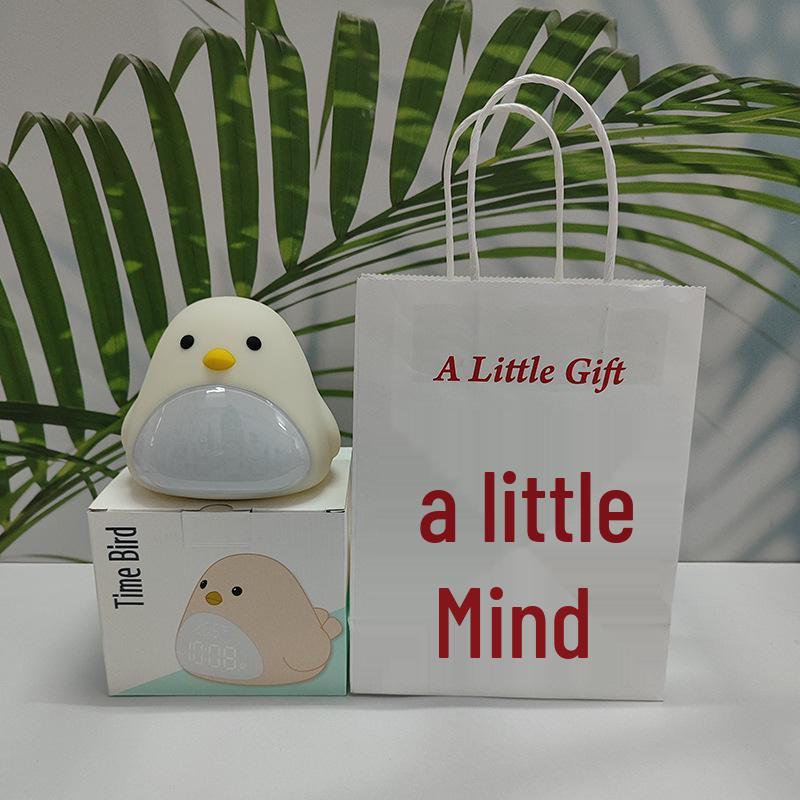 Time Bird LED Alarm Clock with USB Charging - Silent Cartoon Bedside Night Light for Bedroom or Dorm