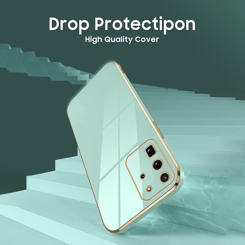 Einfarbiges galvanisiertes weiches Handyhülle für Samsung Galaxy S24 S23 S22 S21 S20 FE S10 Note 20 10 Ultra Plus Kameraschutz Silikonhülle