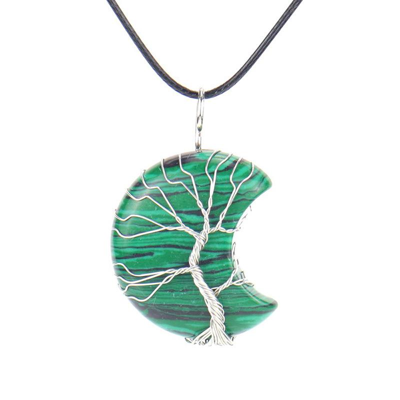 Handmade Winding Moon Natural Stone Winding Tree Of Life, Necklace, Fortune Tree Necklace N535