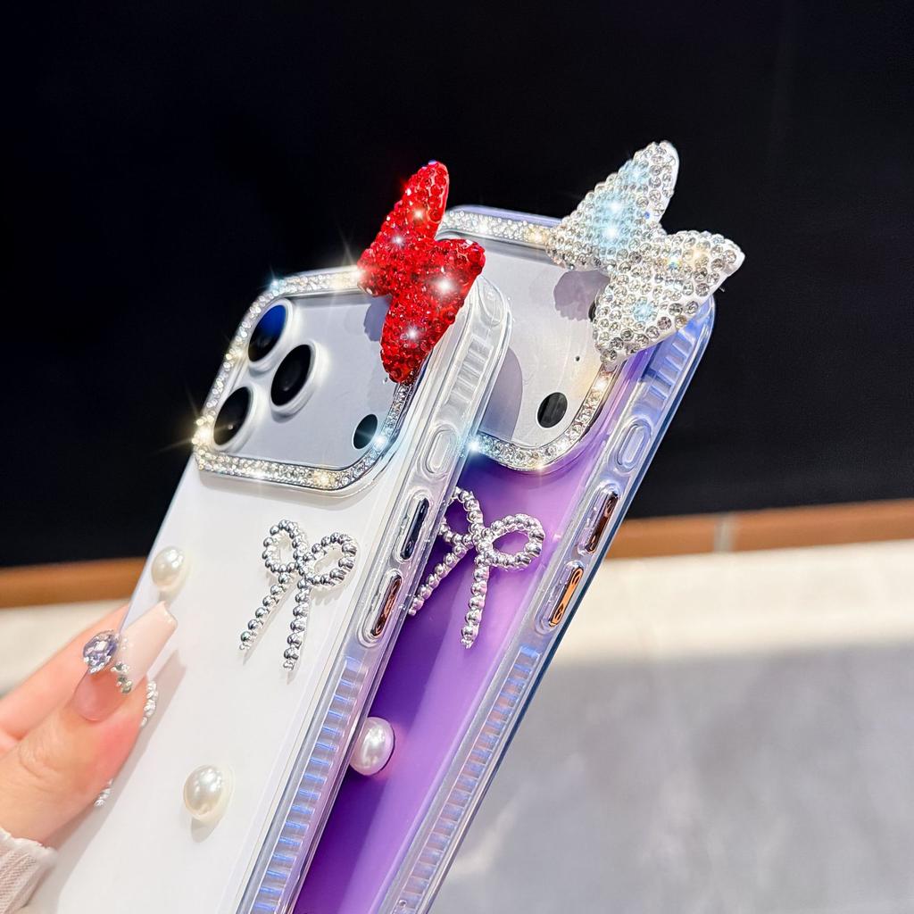 Japan and Korea IMD for iPhone17Promax mobile phone case Apple 16Pro pearl 15 bow case