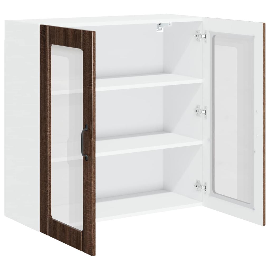 Wall Mounted Glass Cabinet LUCCA Brown Oak 80 x 31 x 80 cm Particleboard
