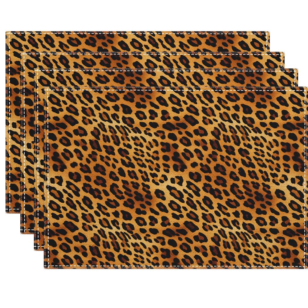 Fashion Leopard Print Table Placemats Set Animal Pattern Dining Mats Wild Style Heat Insulation Pads for Kitchen Home Decor