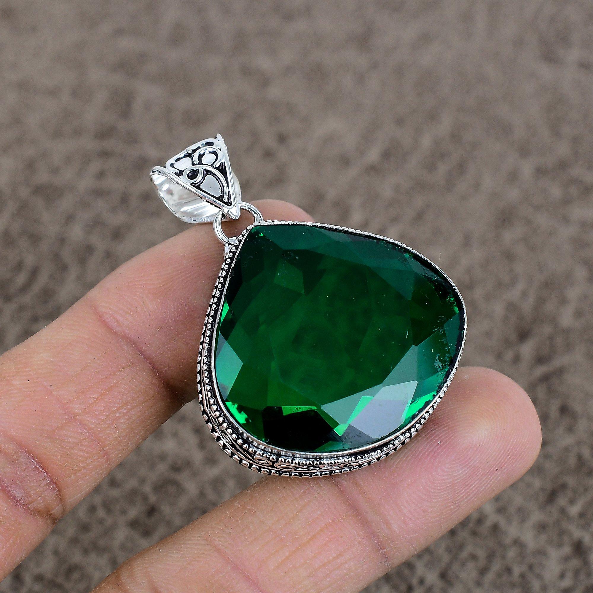 

Chrome Diopside Gemstone Handmade 925 Sterling Silver Jewelry Pendant 1.89 KKG-1
