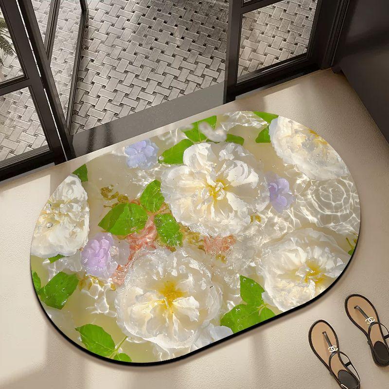 Bathroom Floor Mat Diatom Mud Household Toilet Toilet Mat Toilet Door Non-slip Absorbent Flower Foot Mat Blanket