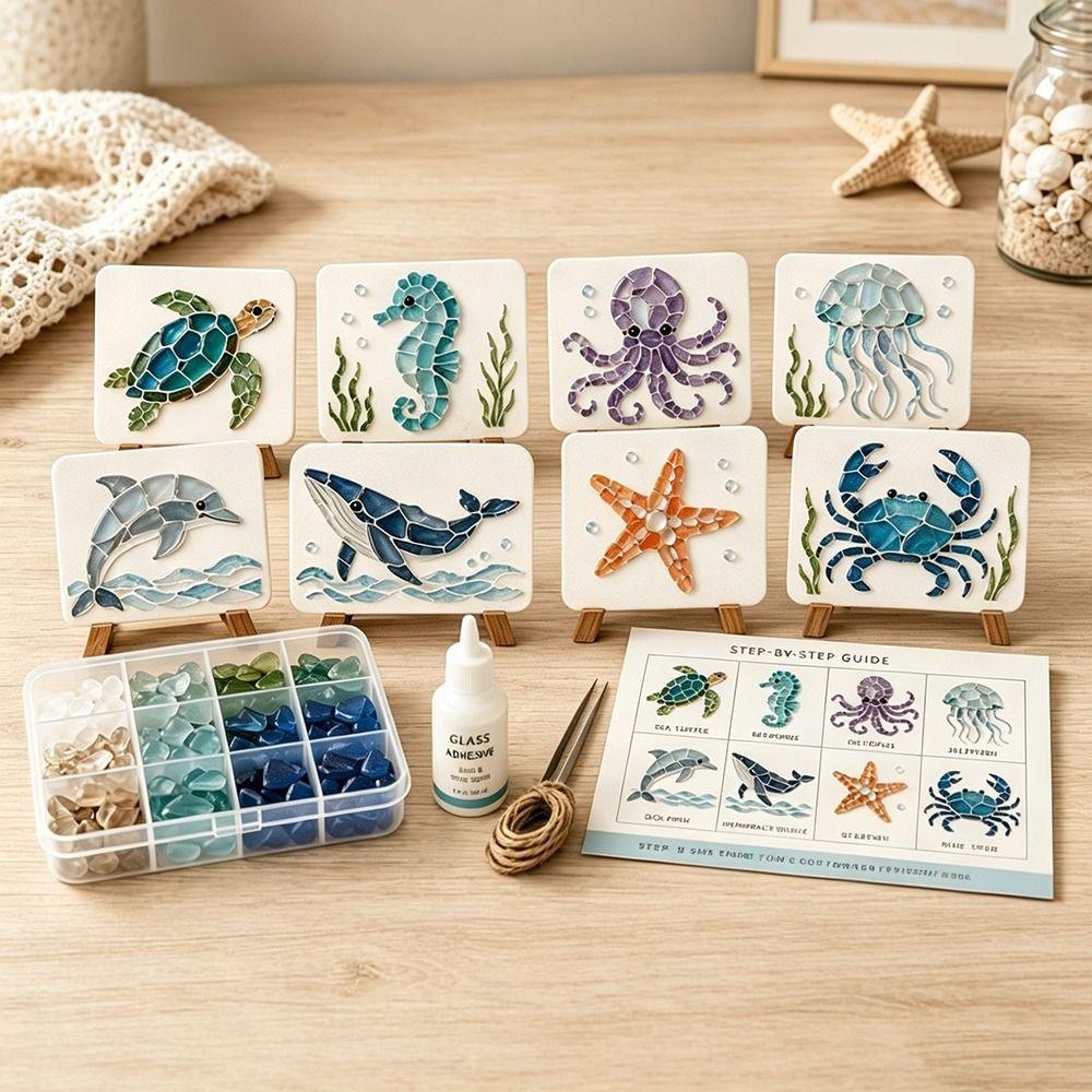 Materiale per Artigianato Mosaico Kit Mosaico Piastrelle di Vetro Animali Marini Arte Kit Decorazione Casa Per Decorazione Casa