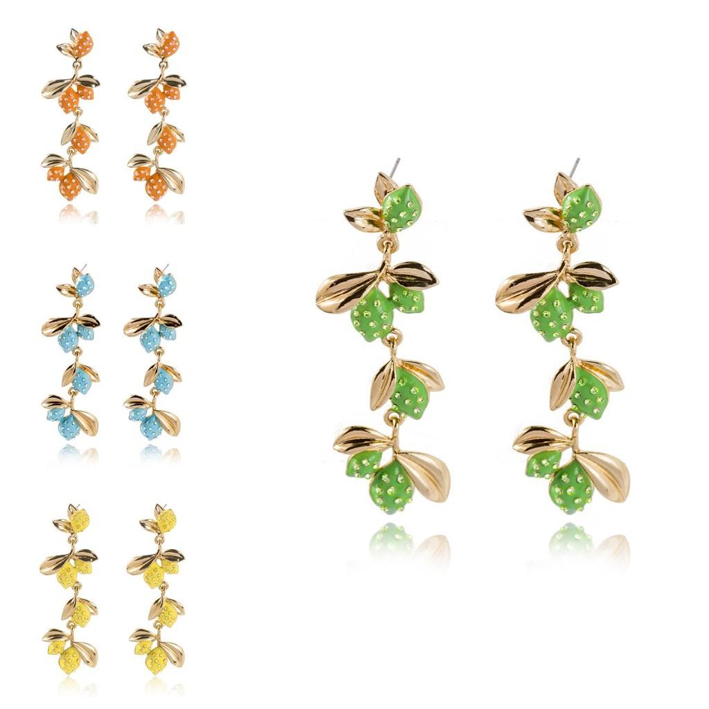 Chic Metal Plated Fruit Earrings For Women Unique Summer Jewelry
