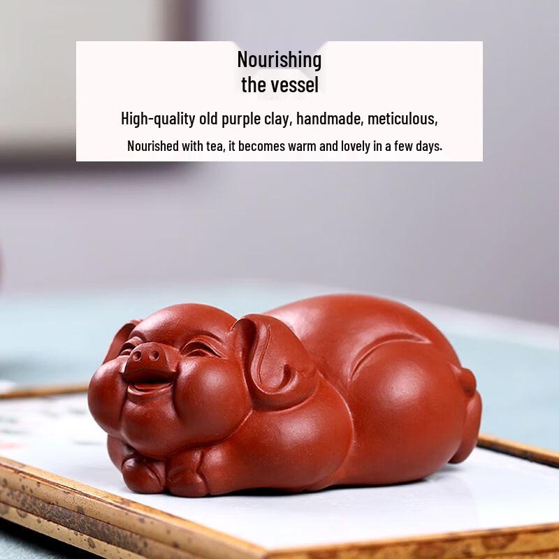 Purple Clay Lucky Pig Tea Pet