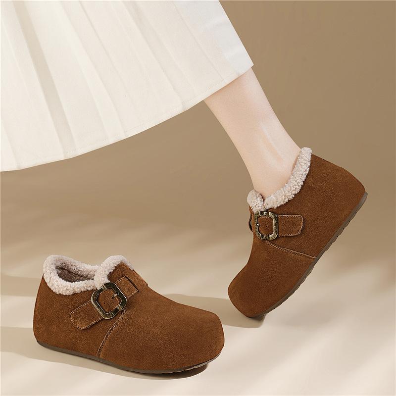 New casual fashion versatile one-pedal Boken shoes women's winter velvet thickened warm cotton shoes