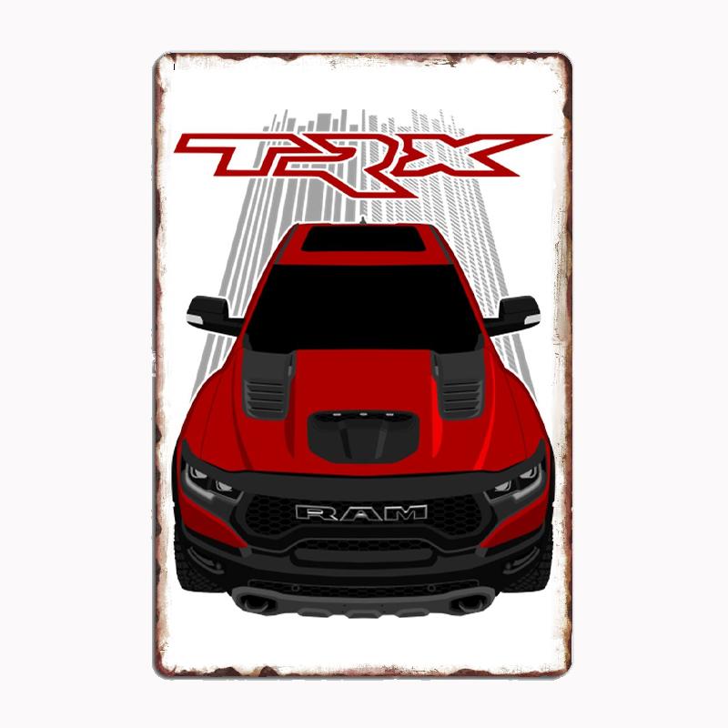 Ram 1500 TRX Truck 4X4 Off Road Posters Metal Sign Tin Wall Decor Club Garage Kitchen Room Custom Tin Home Decor