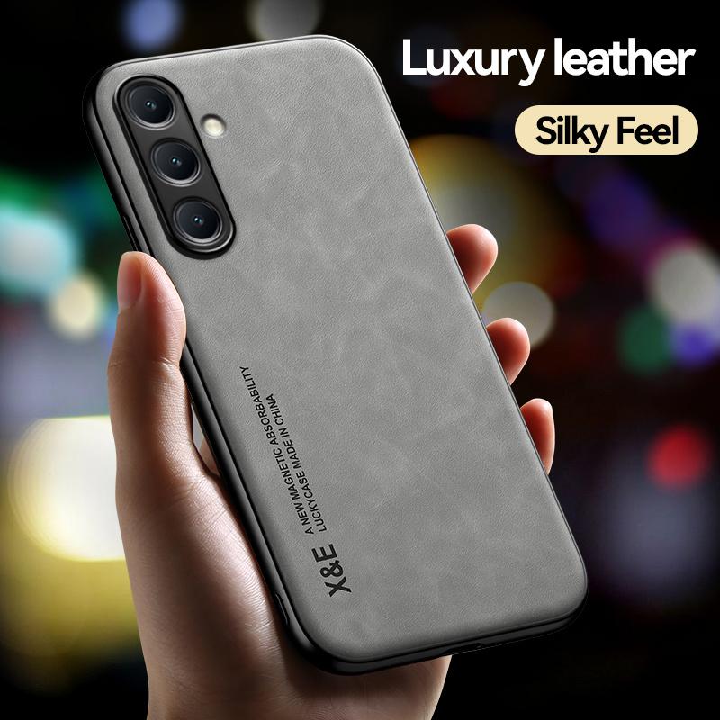 Funda For Samsung Galaxy M35 5G Case Leather Car Magnetic Holder Phone Case For Sumsung M35 M 35 SM-M356B Soft Frame Back Cover