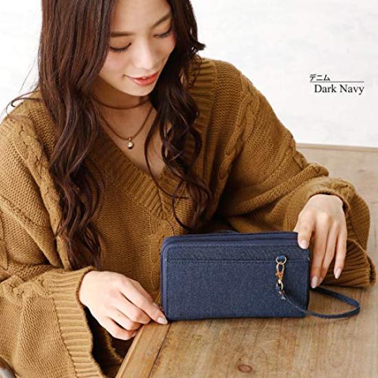 LuLu & Berry Women's Double Zipper Long Wallet In D Denim Star Distressed Blue