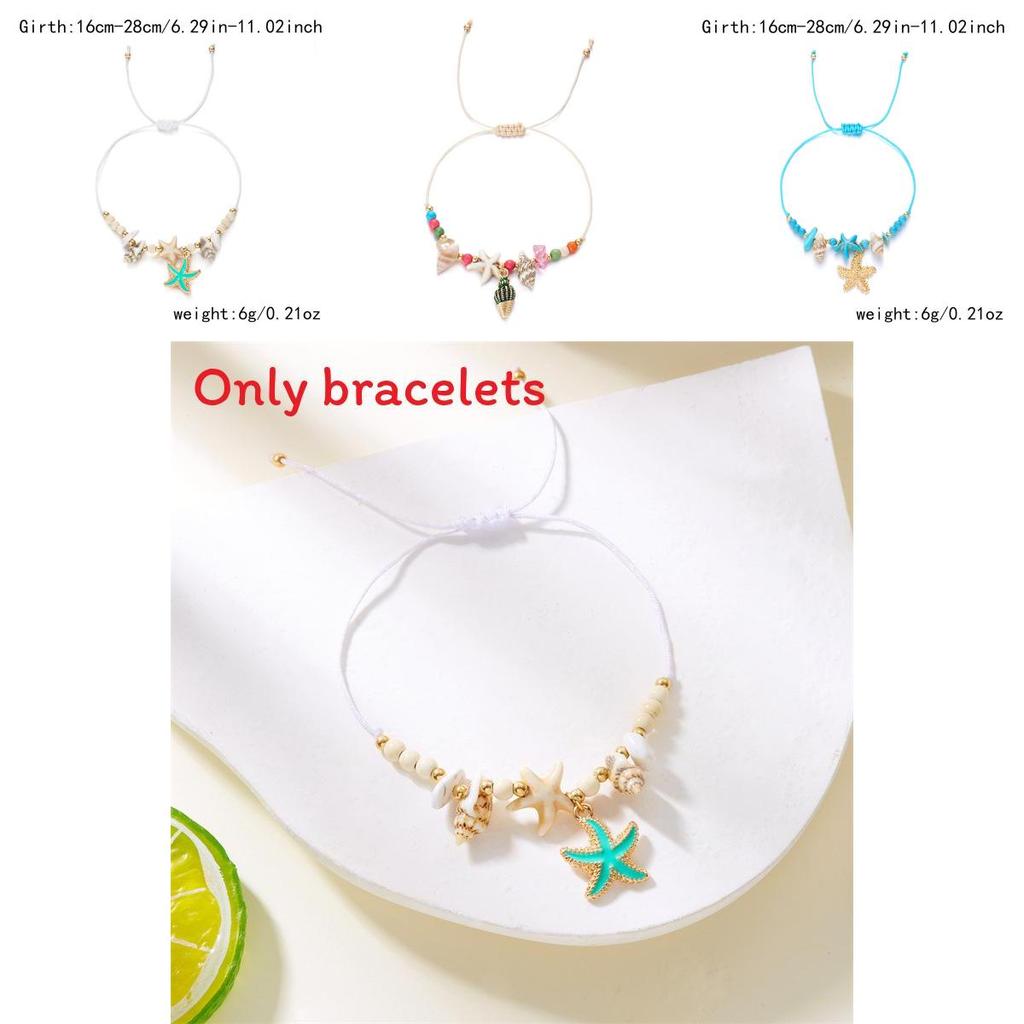 Bohemian Starfish Shell Beaded Jewelry With Electroplated Zinc Alloy For Womens Casual Summer Use