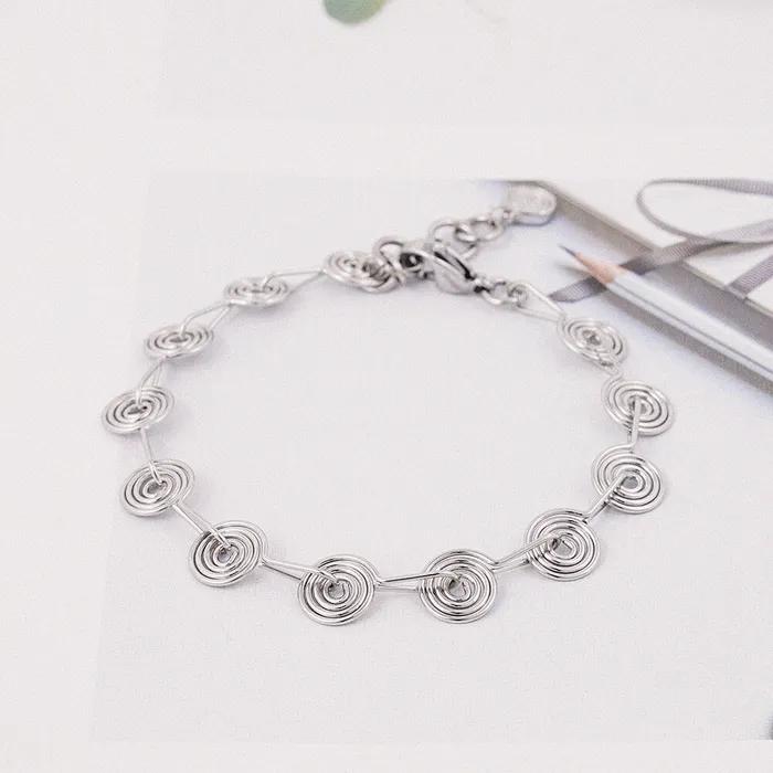 Snail Circle Surgical Steel Chain Bracelet (C2403AC1204_SV)