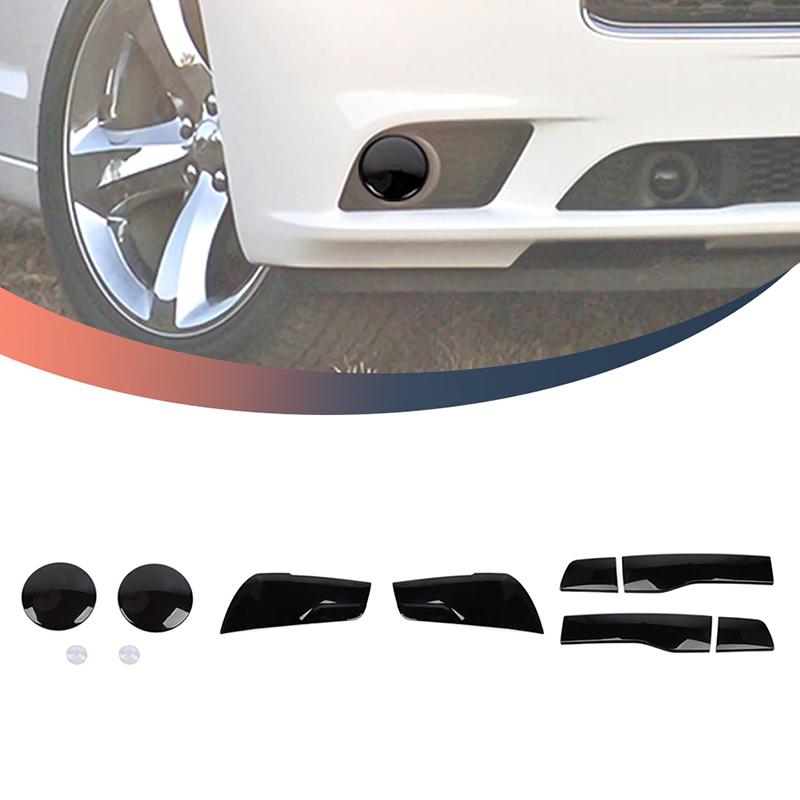 

Задний фонарь Украшение Крышка фары Задний фонарь Передние противотуманные фары Наклейки подходят для Dodge Charger 2011-2014 ABS Автомобильные аксессуары, Smocked Black