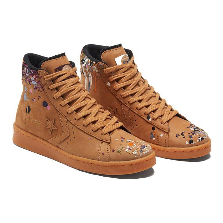Bandulu X Converse Pro Leather High Paint Splatter - Flux Unisex Sneakers Brown Gum-Light-Honey 169908C