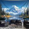 Snowy Mountain Lake Nature Tapestry, Forest Pine Tree Landscape Wall Hanging Tapestry for Home Decor