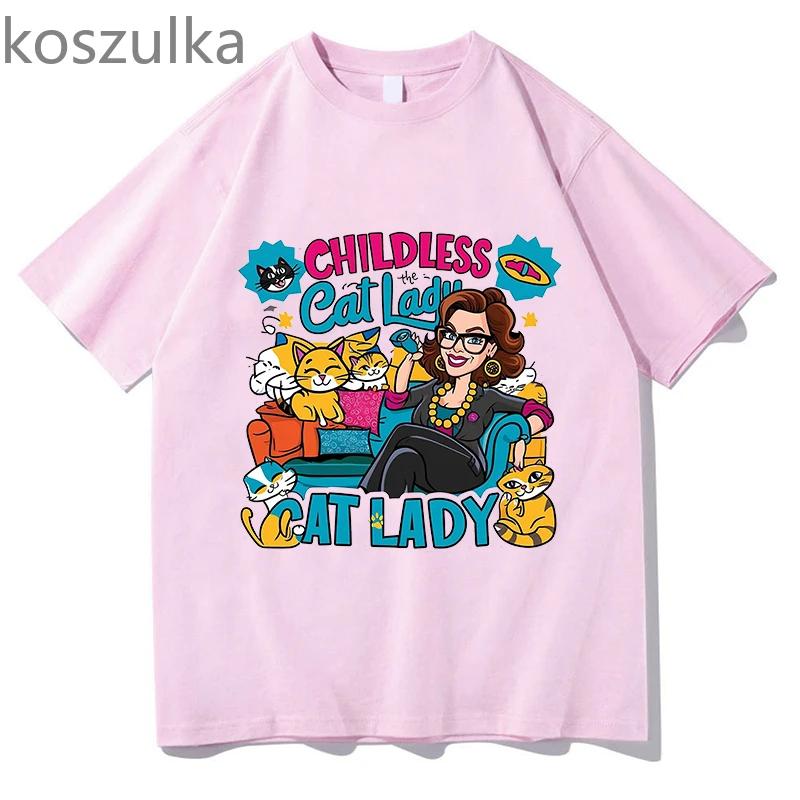 Unisex Sommer Lustiges Print T-Shirt Meme Kawaii Kinderlose Katze Lady Tees Frauen Kleidung Tops Mode Lässig Kurzarm Streetwear