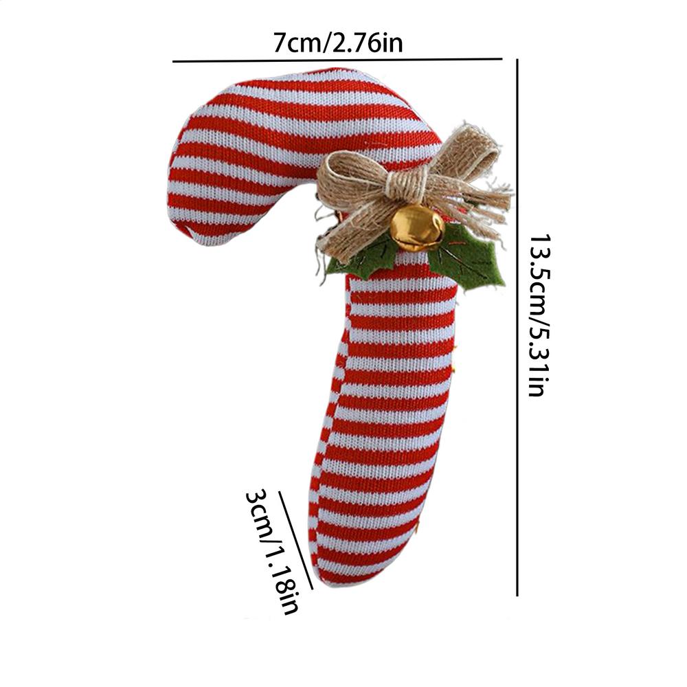 Christmas Candy Canes Decor Fabric Red White Christmas Crutches With Bell And Bow Candy Christmas Tree Decorations For Party