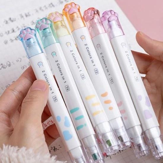 HighlighterMarkerCute StationeryVarious ColorsCuteDouble-EndedDrawingIllustrationOffice SuppliesDiaryStationery Set (A)