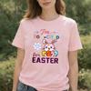 Im Eggcited For Easter Tshirt Cute Cartoon Bunny With Decorated Eggs Floral Heart Graphic Playful Pun Festive Casual Outfits