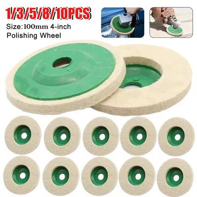 Wollpolierscheibe 95mm Polierpad 1-10 Stück Wollpolier-Polierpads Polierscheibe für Winkelschleifer