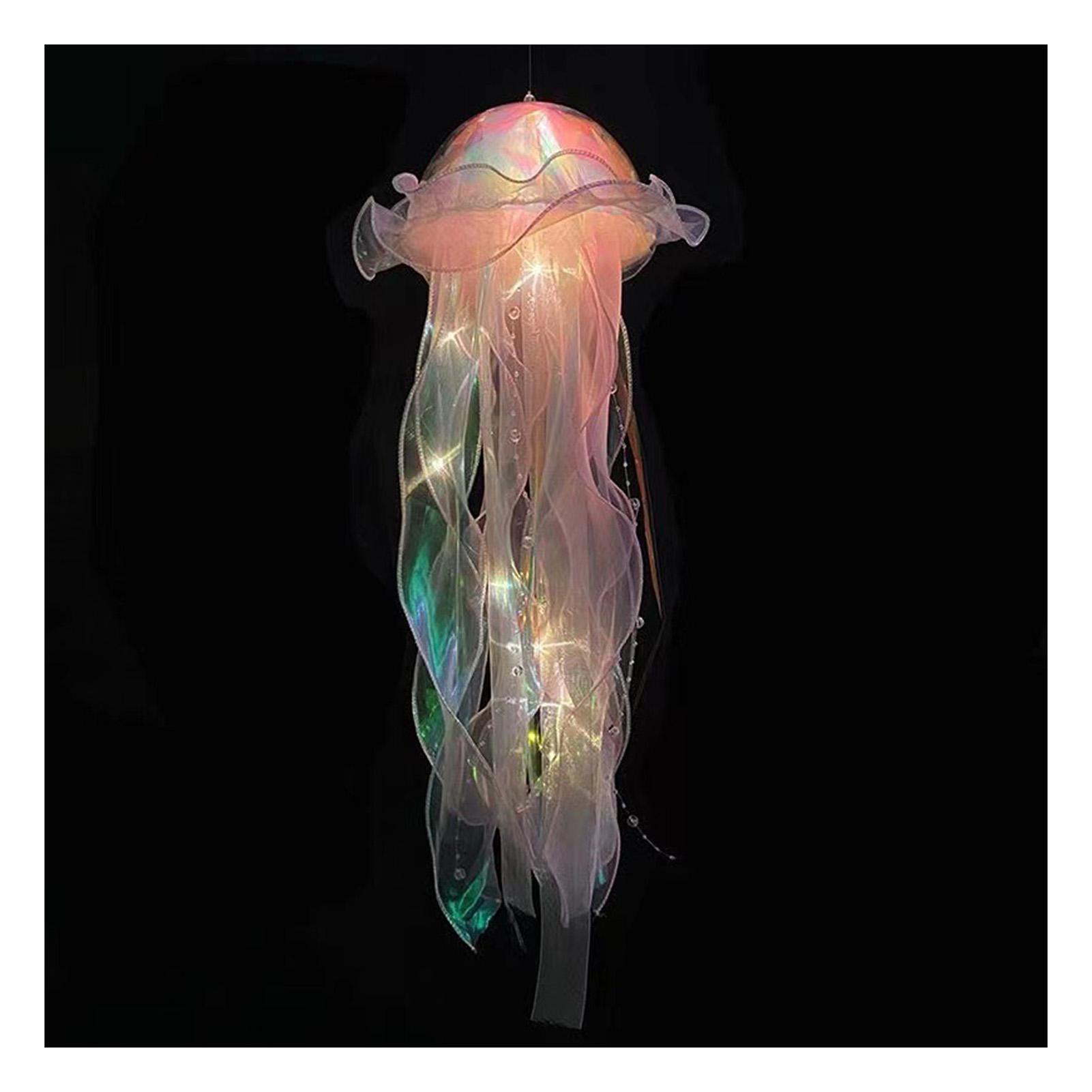 

Portable LED Jellyfish Lantern Glitter Hanging Jellyfish Lanterns with Bright Strip Bedroom Decor Supplies Gifts for Kids Girls