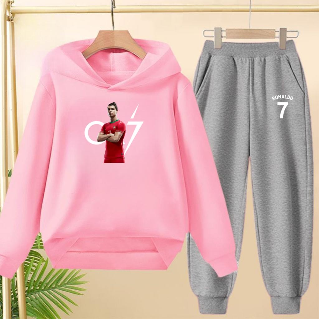 A Loose and Casual Sportswear Set of Hooded Sweatshirts and Trousers for Children, Suitable for Boys and Girls Aged 3 To 13
