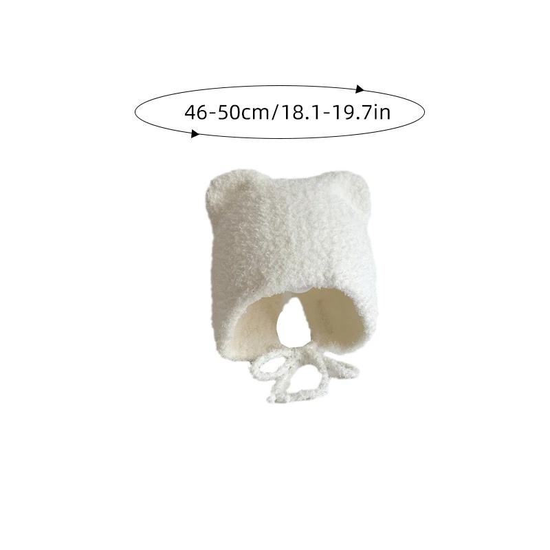 Cute Bear Baby Plush Hat Winter Warm Ear Protection Beanie Cap for Infant Boy Girl Solid Color Cartoon Kids Earmuff Caps Bonnet