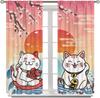 Moderne Japanische Vorhänge Glückskatze Berg Fuji Kirschblüten Traditionelles Muster Dekor Vorhänge für Schlafzimmer Wohnzimmer
