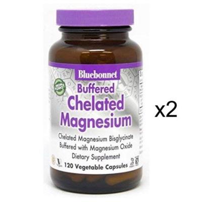 Bluebonnet Buffered Chelated Magnesium 120 Capsules, 2 Bottles, 240 Tablets, 1 Unit