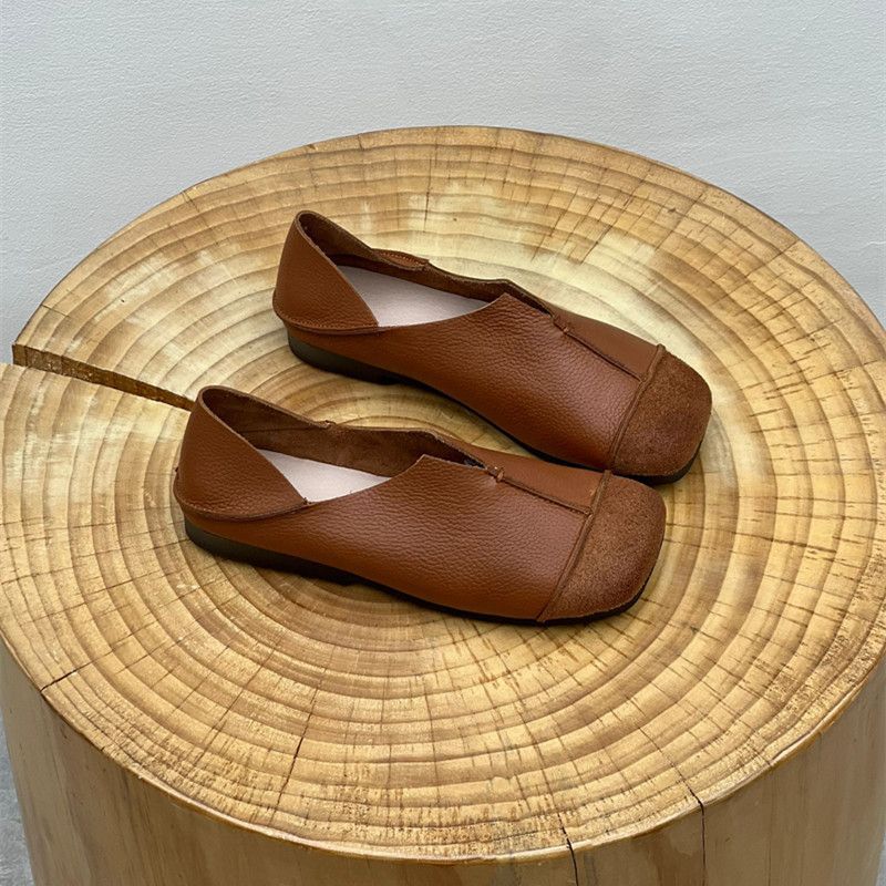 

Fashion Women s Shoes Vintage Round Toe Ballet Women s Flats Retro Soft Pu Leather Loafers Woman Casual Slip on Moccasion Shoes 40