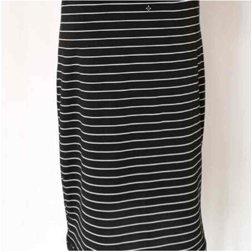 Women Striped Bodycon Dress Summer Short-sleeved Casual Dress Round Collar Beach Holiday Dress