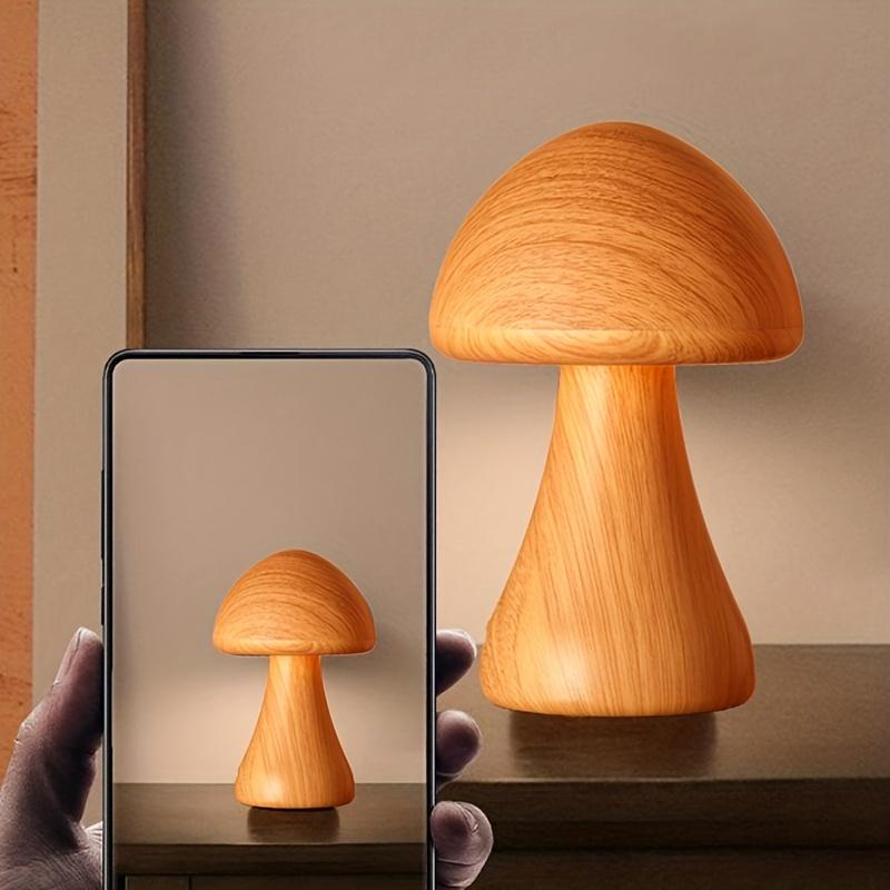1pc Dimmable USB Mushroom Night Light with Touch Sensor - Wireless Bedside Lamp with USB Charging for Home Decoration and Christmas Gift