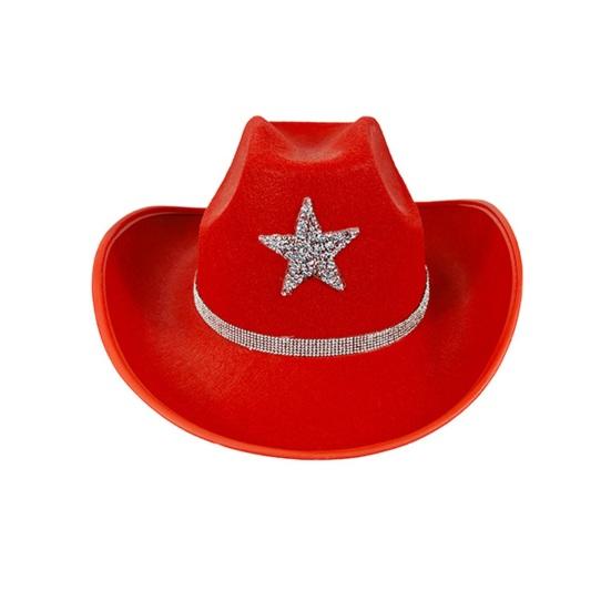 Felt Hat Sparkling Star Decor Wide Brim Western Cowboy Kids Hat Lightweight Fabric Party Festival Outdoor Hair Accessory