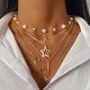 European and American Style Multi-layered, Niche Necklaces for Women Versatile Pearl Butterfly Heart-shaped Clavicle chain6Piece Suit