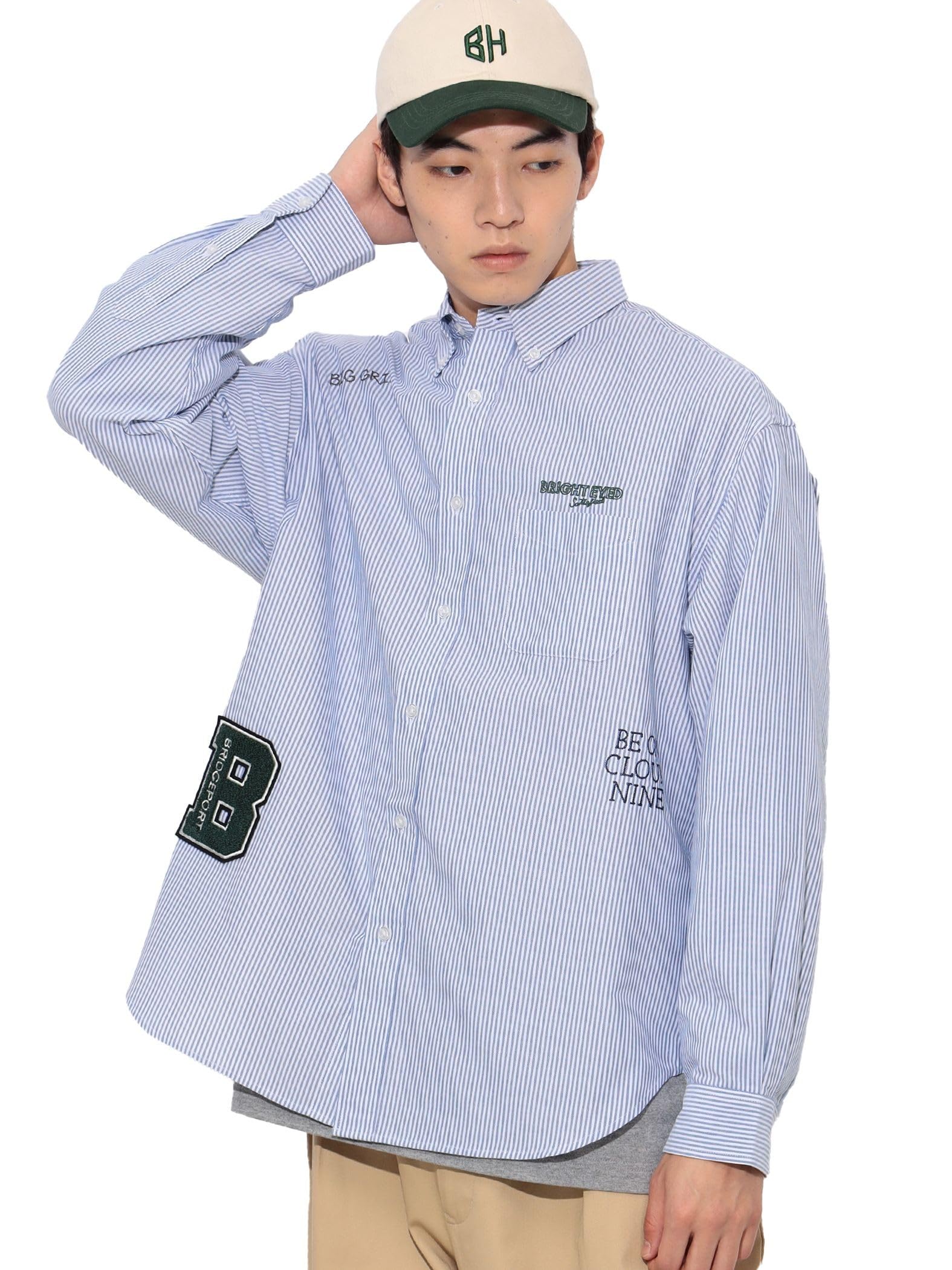 

Рубашка с надписью Oxford Button Down Shirt NAVY M [Beams Heart] L/S Мужская тёмно-синий