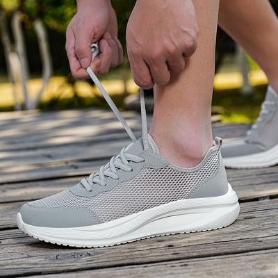 Fashion Mens Summer Breathable Mesh Mens Shoes Outdoor Casual Walking Shoes Large Flat Light Mesh Slippers Sandals Gray 48